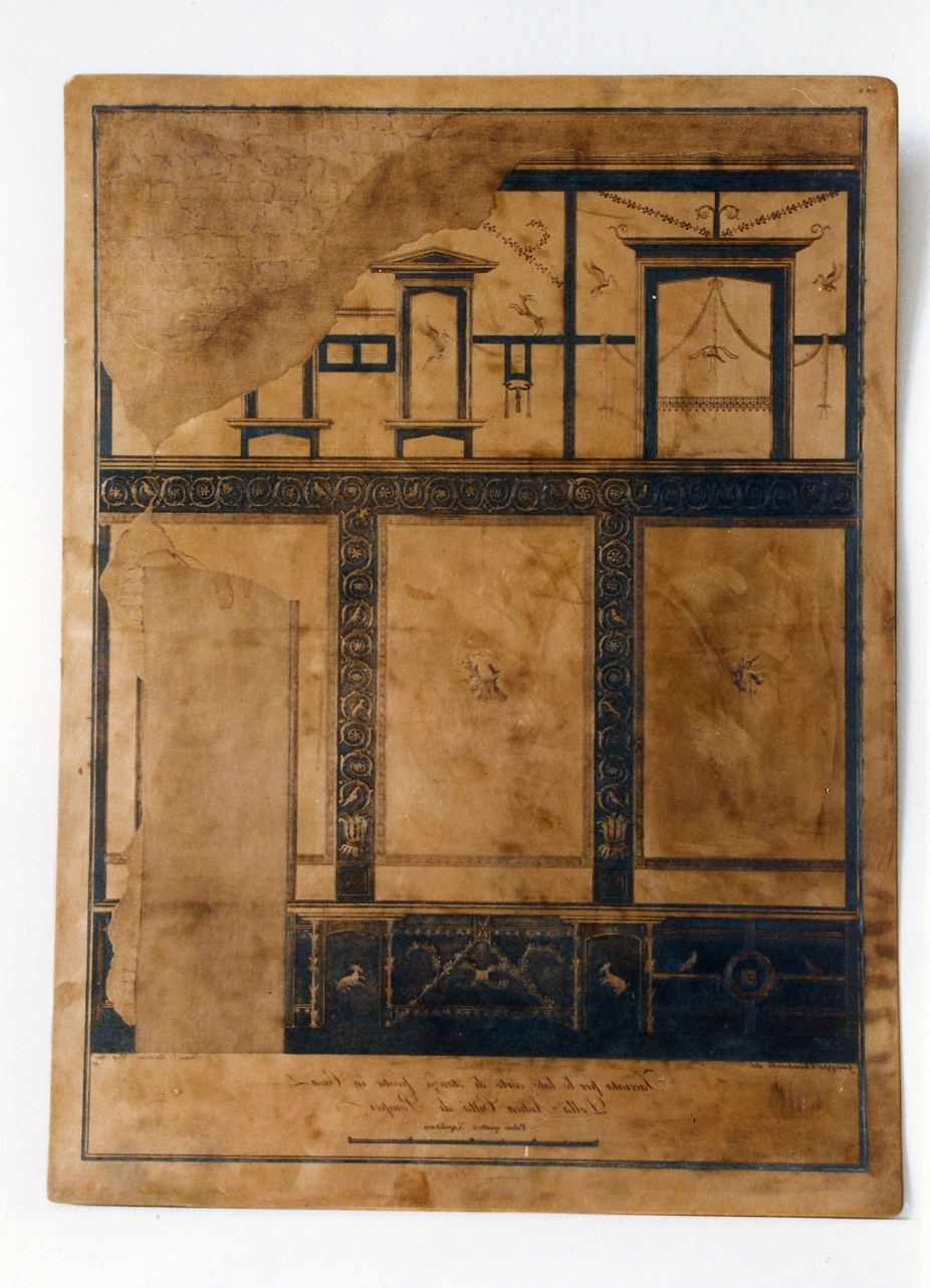 parete affrescata con amorini ed offerente (matrice) di Chiantarelli Giuseppe, Martano Francesco (fine/inizio secc. XVIII/ XIX)