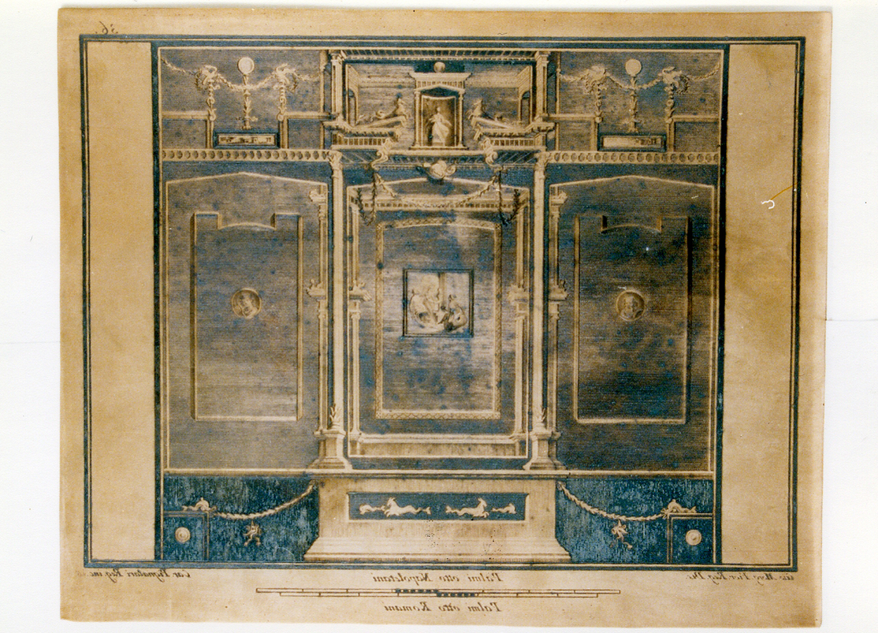 parete dipinta di una casa pompeiana (matrice) di Morghen Giovanni Elia, Pignataro Carmine (sec. XVIII)
