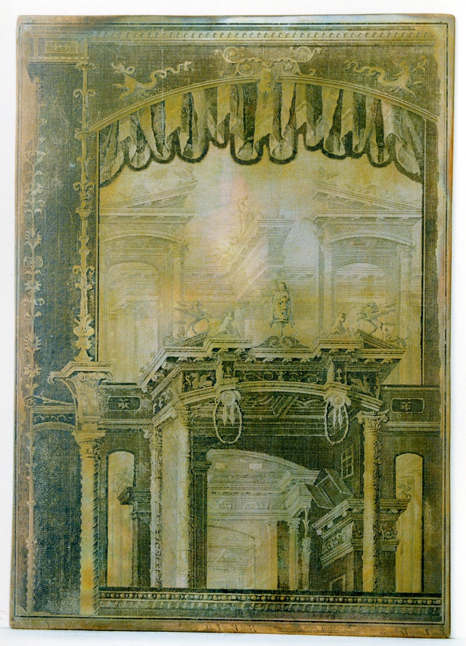 parete affrescata con architettura scenografica (matrice) di Pozzi Rocco, Vanni Nicola, La Vega Francesco (sec. XVIII)