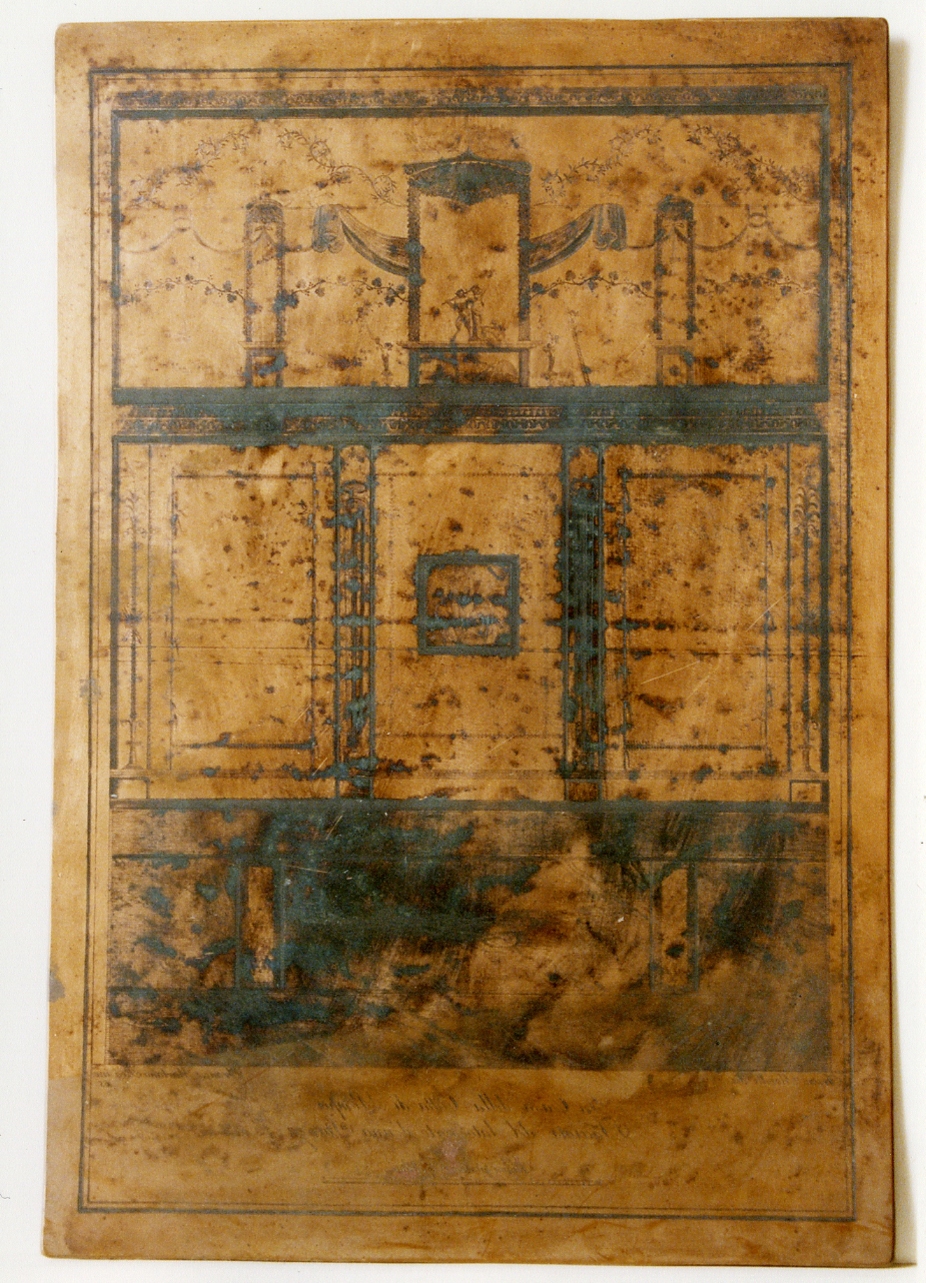 parete affrescata di una casa di Pompei (matrice) di Martano Francesco, Morelli Francesco (sec. XVIII)