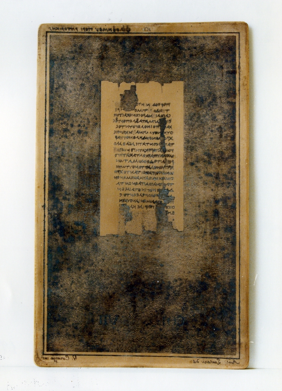 testo greco da Filodemo «della retorica»: col. VII (matrice) di Corazza Vincenzo, Lentari Antonio (sec. XIX)