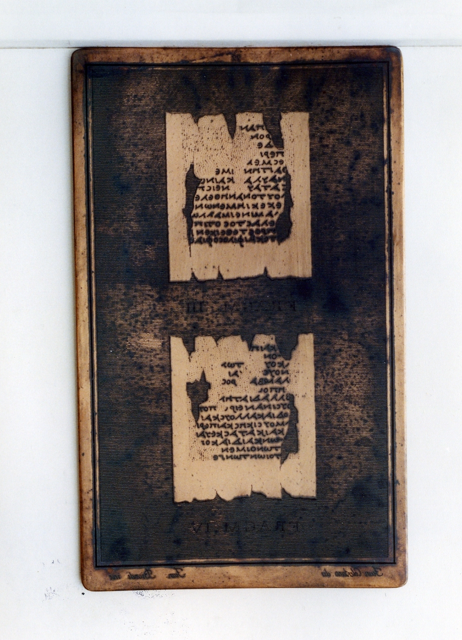 testo greco: fragm. III, fragm. IV (matrice) di Biondi Francesco, Celentano Francesco (sec. XIX)