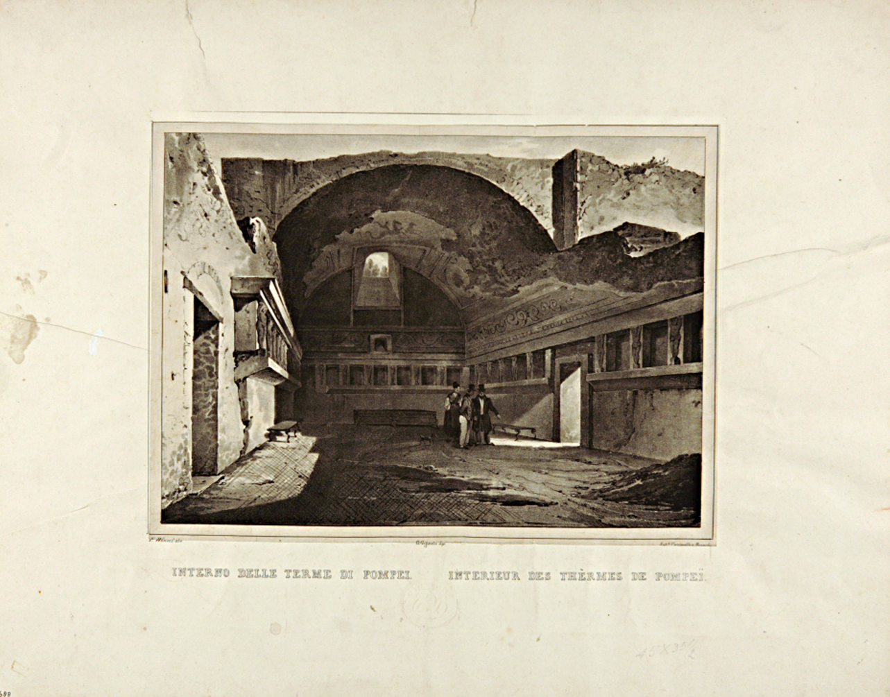 veduta di terme di Pompei (stampa) di Wenzel Francesco, Cuciniello, Gigante Giacinto (sec. XIX)