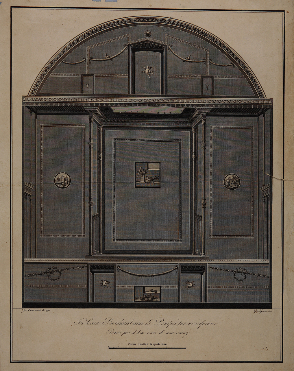 parete affrescata in IV stile (incisione) di Chiantarelli Giuseppe, Guerra Giuseppe (ultimo quarto sec. XVIII)