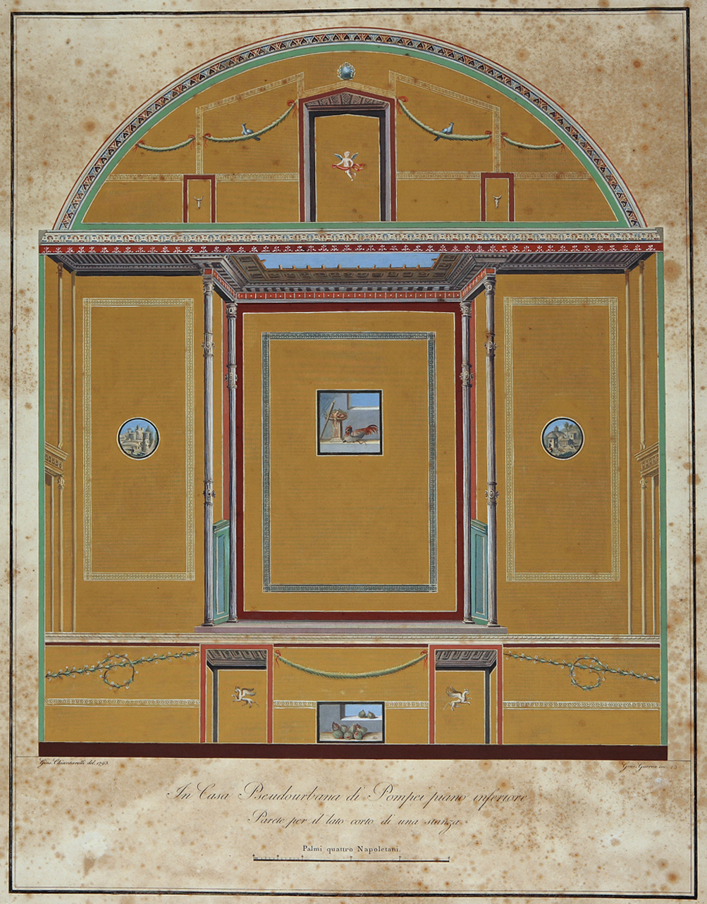 parete affrescata in IV stile (stampa a colori) di Chiantarelli Giuseppe, Guerra Giuseppe (sec. XVIII)