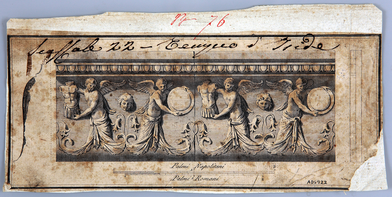 decorazione di sima frontonale (incisione) di La Vega Francesco, Nolli Carlo (seconda metà sec. XVIII)