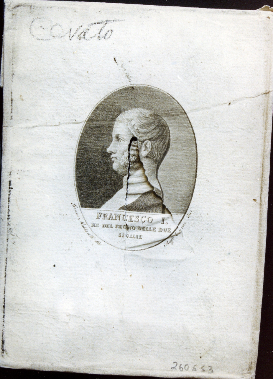 ritratto di Francesco I re delle due Sicilie di profilo (stampa) di Maldarelli Gennaro, Estevan Raffaele (sec. XIX)
