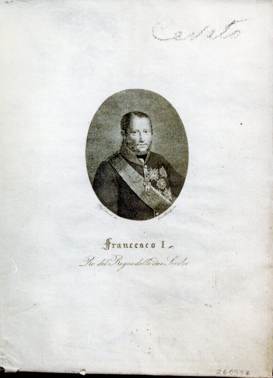 ritratto di Francesco I re delle due Sicilie (stampa) di Biondi Carlo, Biondi Raffaele (sec. XIX)