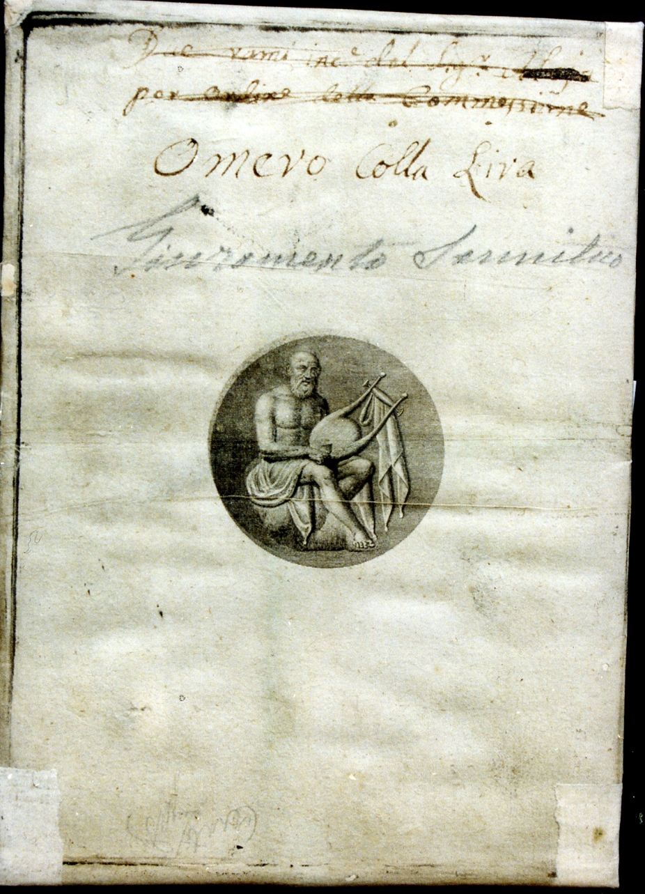tondo con Omero con lira (stampa controfondata) - ambito napoletano (sec. XIX)