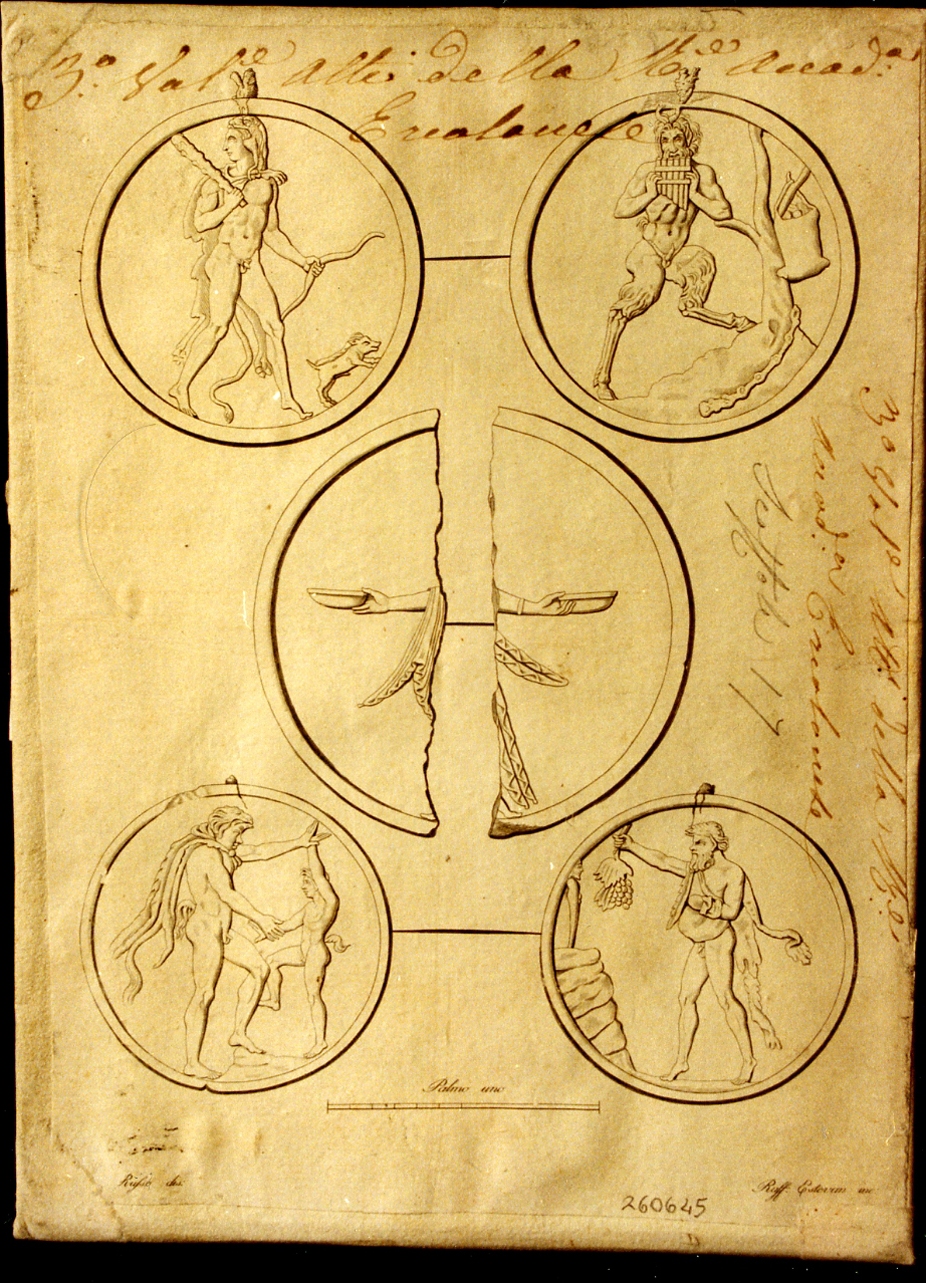 monete con figure mitologiche (stampa controfondata smarginata) di Estevan Raffaele (sec. XIX)