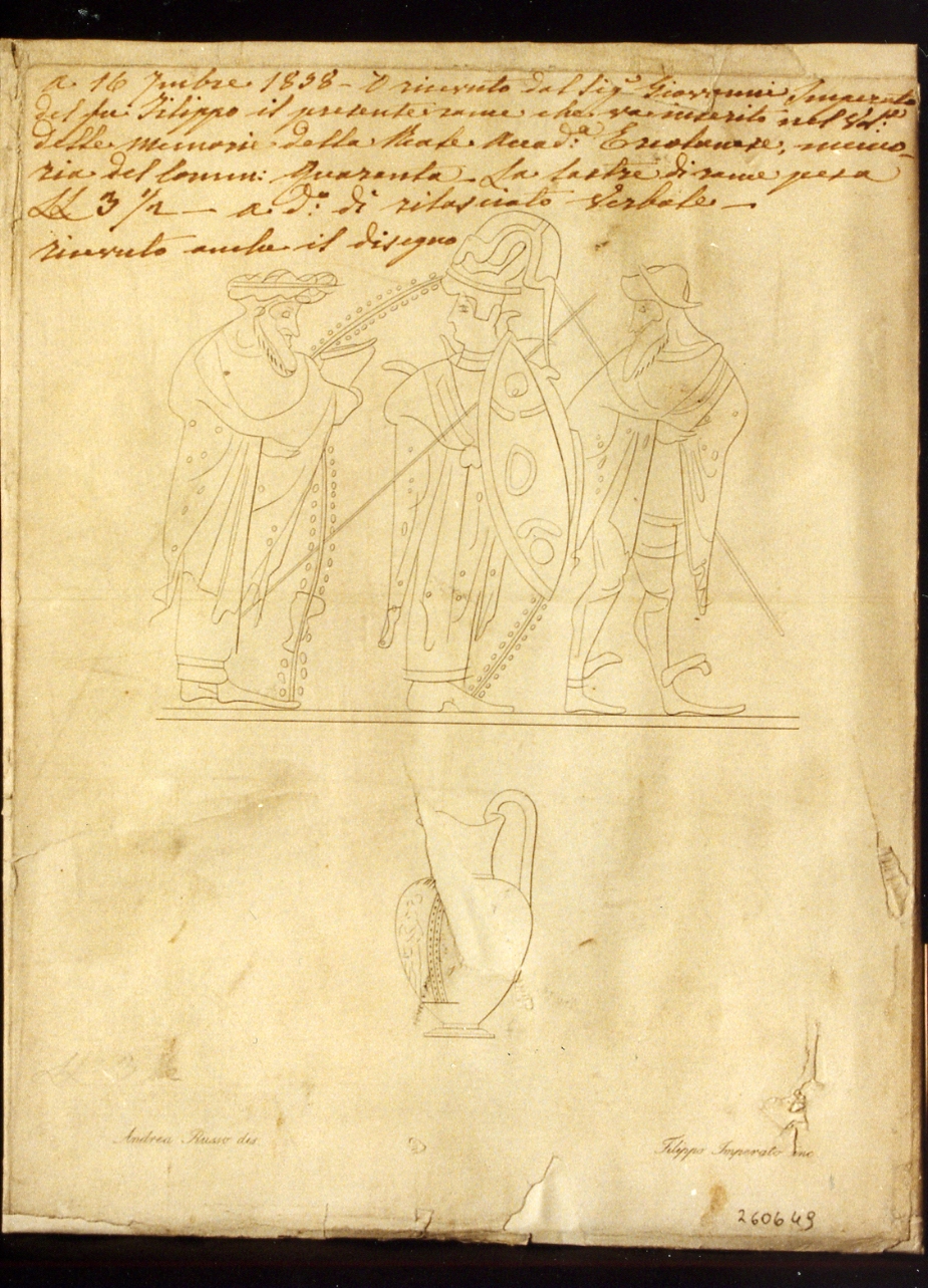 oinochoe con scena figurata (stampa controfondata) di Russo Andrea, Imperato Filippo (sec. XIX)