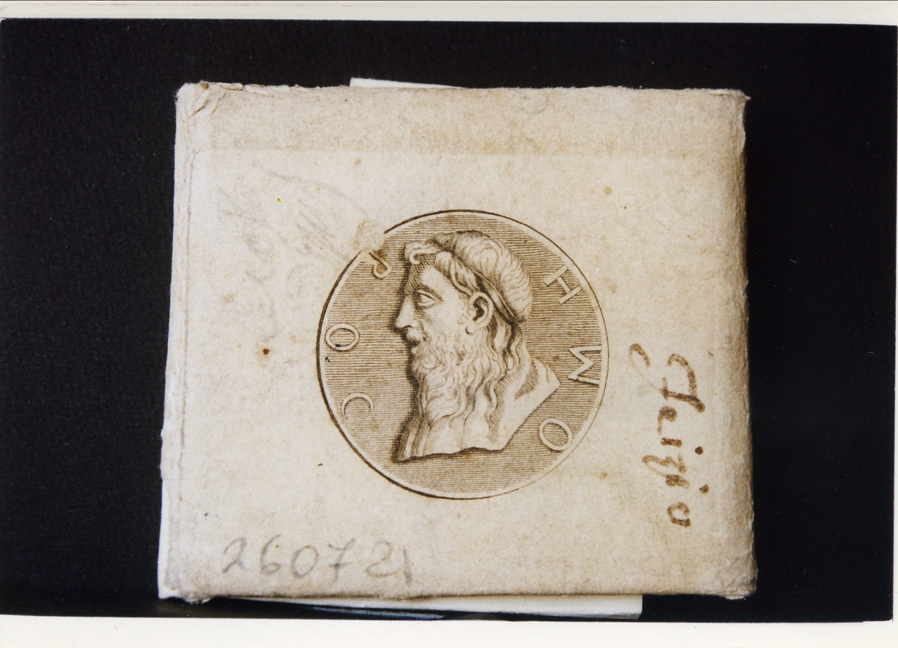 moneta con Omero di profilo e iscrizione (stampa controfondata) di Zaballi Antonio, Cesarano Niccolò (terzo quarto sec. XVIII)