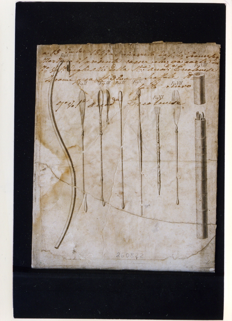 strumenti chirurgici (stampa controfondata smarginata) di Martano Francesco (secondo quarto sec. XIX)