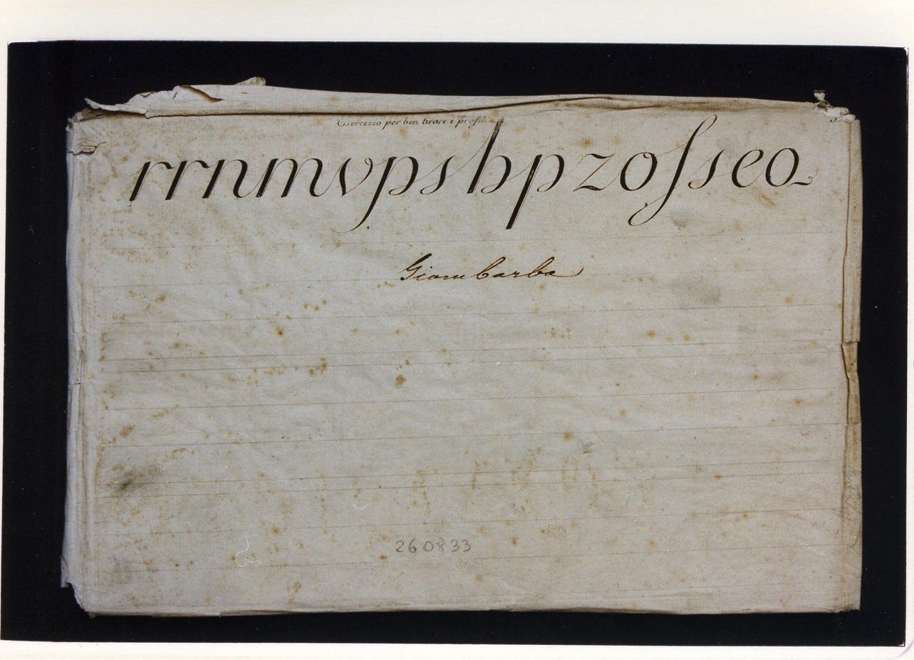 esempio di calligrafia (stampa) - ambito napoletano (ultimo quarto sec. XVIII)