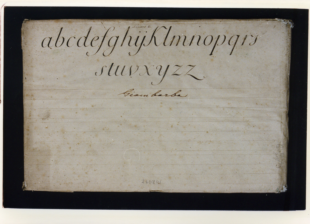 esempio di calligrafia (stampa) - ambito napoletano (ultimo quarto sec. XVIII)