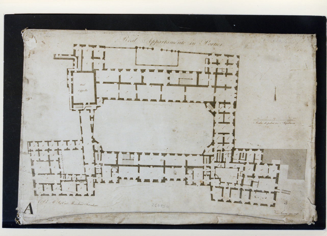 pianta di un piano del Palazzo Reale di Portici (stampa) di Segoni Vincenzo (seconda metà sec. XVIII)