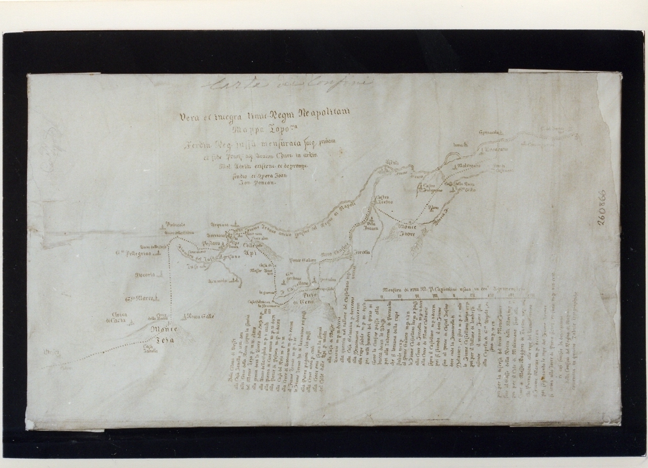 linea di confine del Regno di Napoli nel XV sec (stampa controfondata smarginata) - ambito napoletano (sec. XIX)