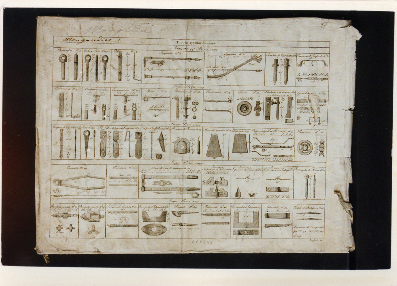 strumenti per carpenteria (stampa controfondata) di Scarpati Vincenzo (secc. XVIII/ XIX)