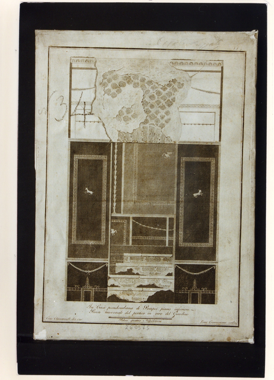 parete affrescata di una casa pompeiana (stampa controfondata) di Giomignani Francesco, Chiantarelli Giuseppe (fine sec. XVIII)