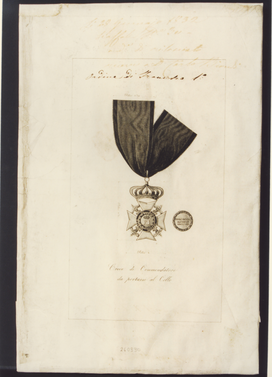 croce di commendatore dell'ordine di Francesco I (stampa controfondata) di Biondi Carlo (sec. XIX)
