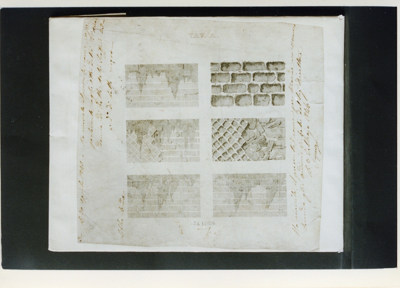 vari tipi di strutture murarie romane (stampa controfondata smarginata) - ambito napoletano (sec. XIX)