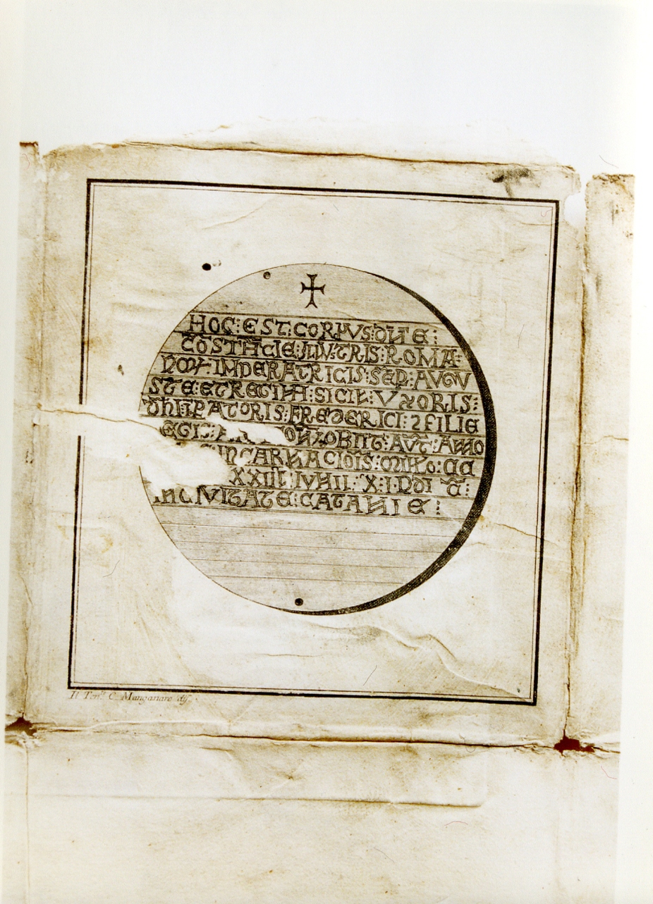 iscrizione latina su medaglia (stampa controfondata) di Manganaro Camillo (sec. XVIII)