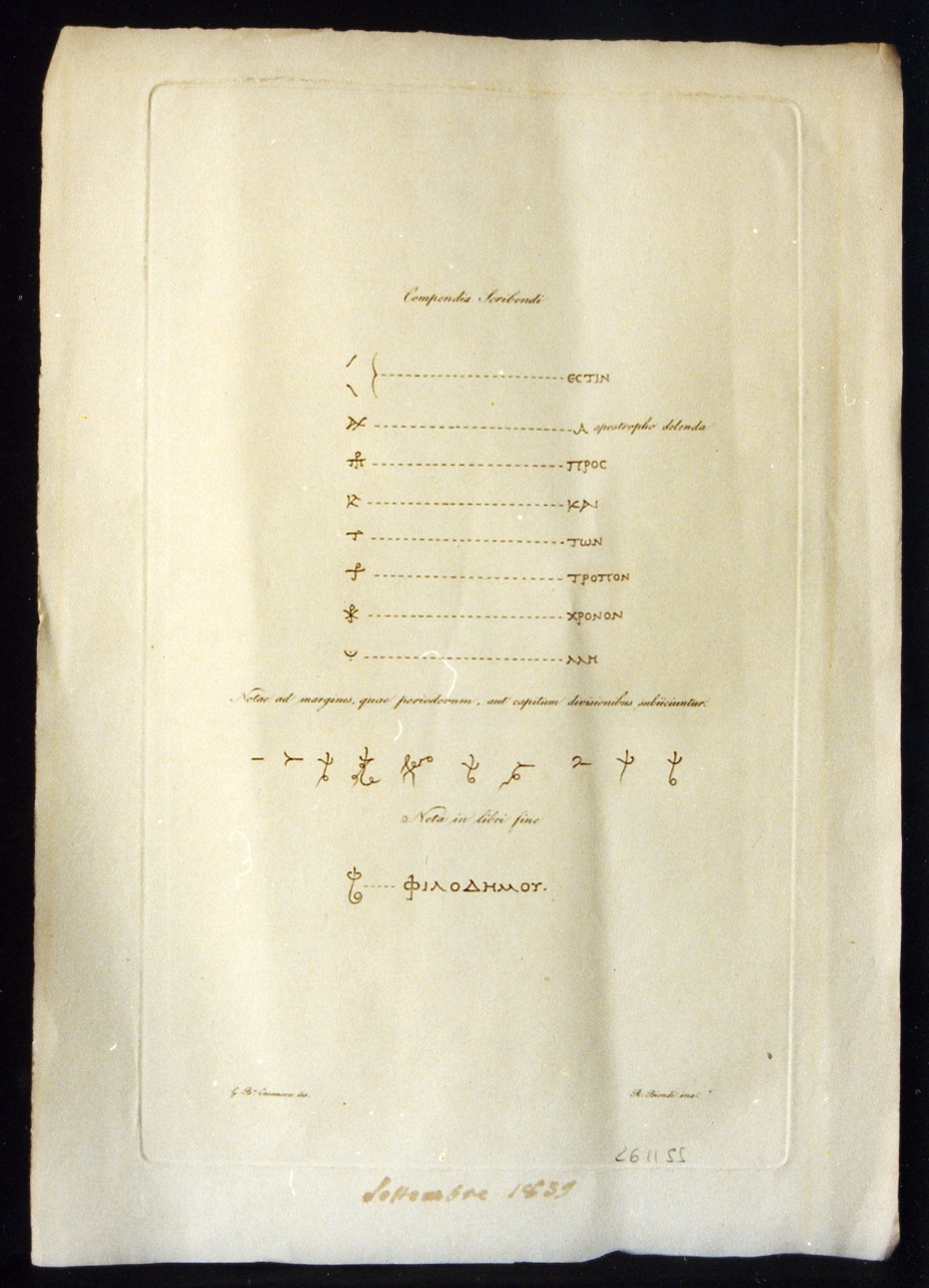 note a margine in lingua greca (stampa controfondata) di Biondi Raffaele, Casanova Giovanni Battista (sec. XIX)