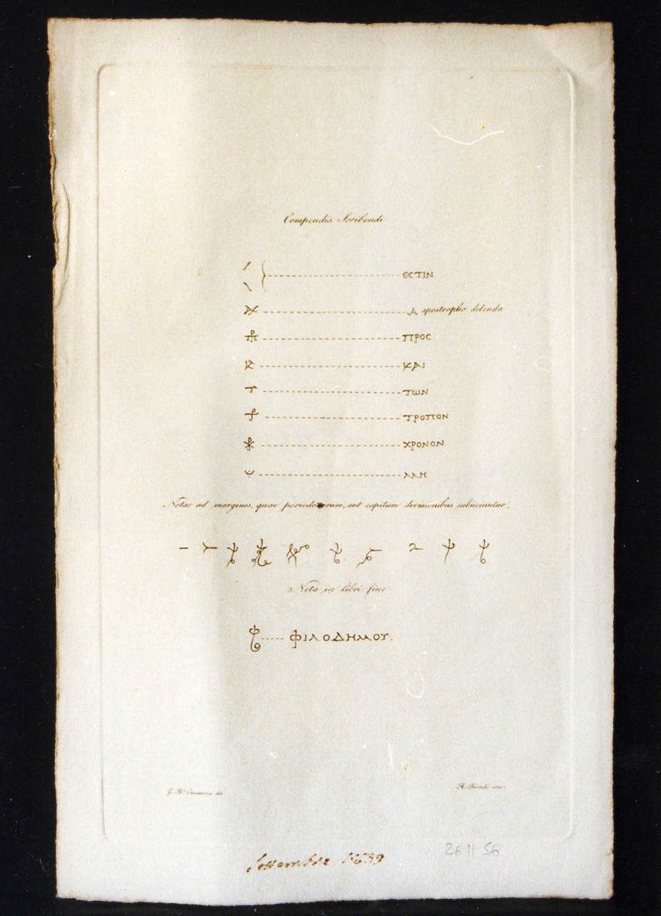 note a margine in lingua greca (stampa controfondata) di Casanova Giovanni Battista, Biondi Raffaele (sec. XIX)
