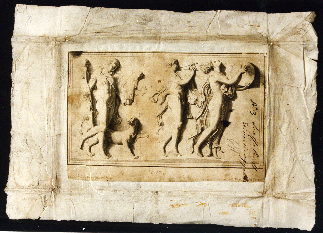 bassorilievo con scena dionisiaca (stampa controfondata smarginata) di Billy Niccolò, Paderni Camillo (seconda metà sec. XVIII)