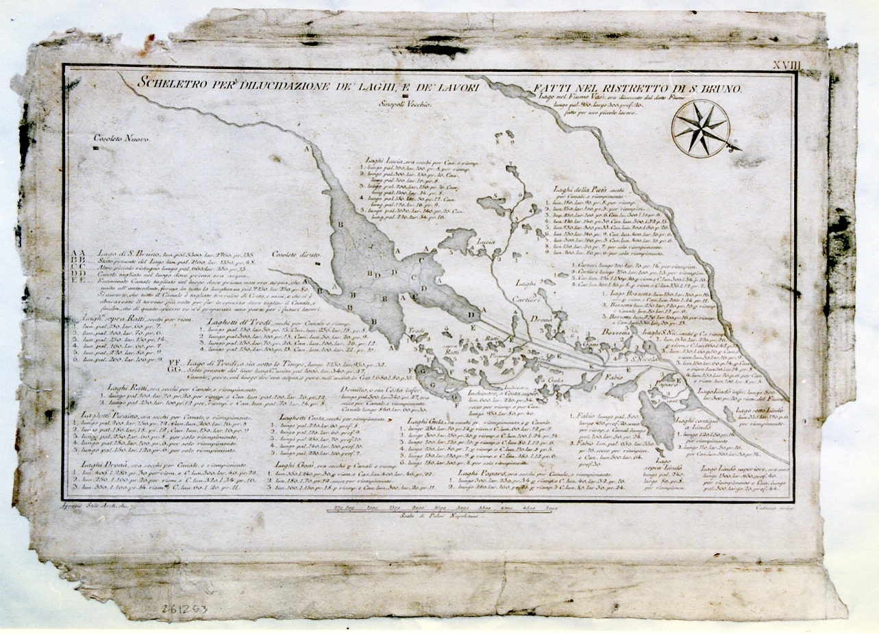 rilievo idrografico nel ristretto di S. Bruno (stampa controfondata) di Cataneo Aniello, Stile Ignazio (sec. XVIII)