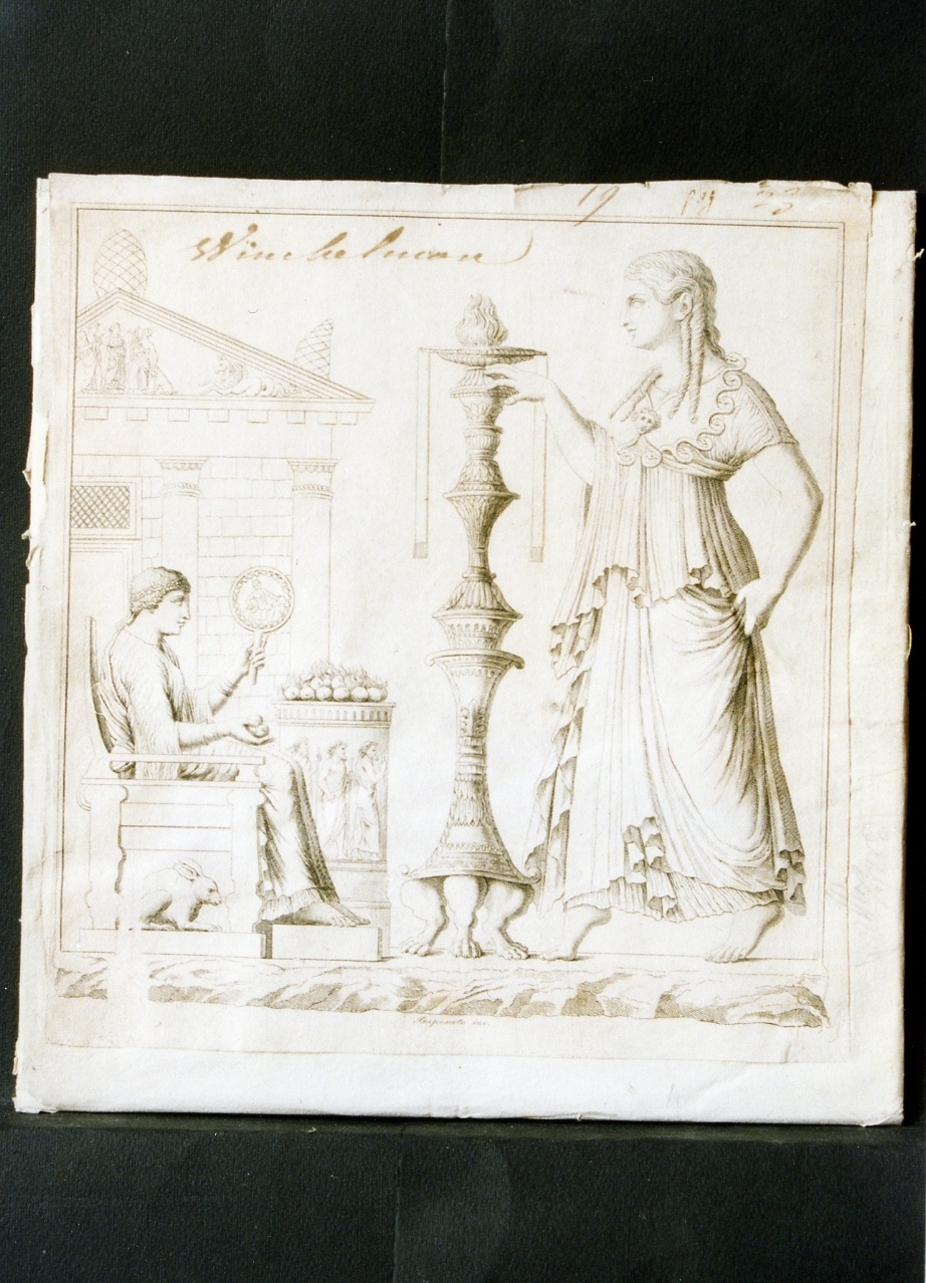 scena di offerente con incensiere (stampa) di Imperato Filippo (secc. XVIII/ XIX)