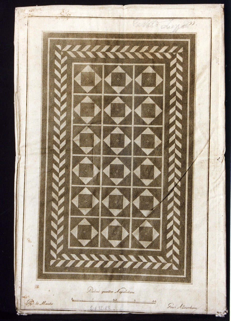 mosaico geometrico a tappeto (stampa) di Lomanto Giuseppe, Azzerboni Giuseppe (secc. XVIII/ XIX)