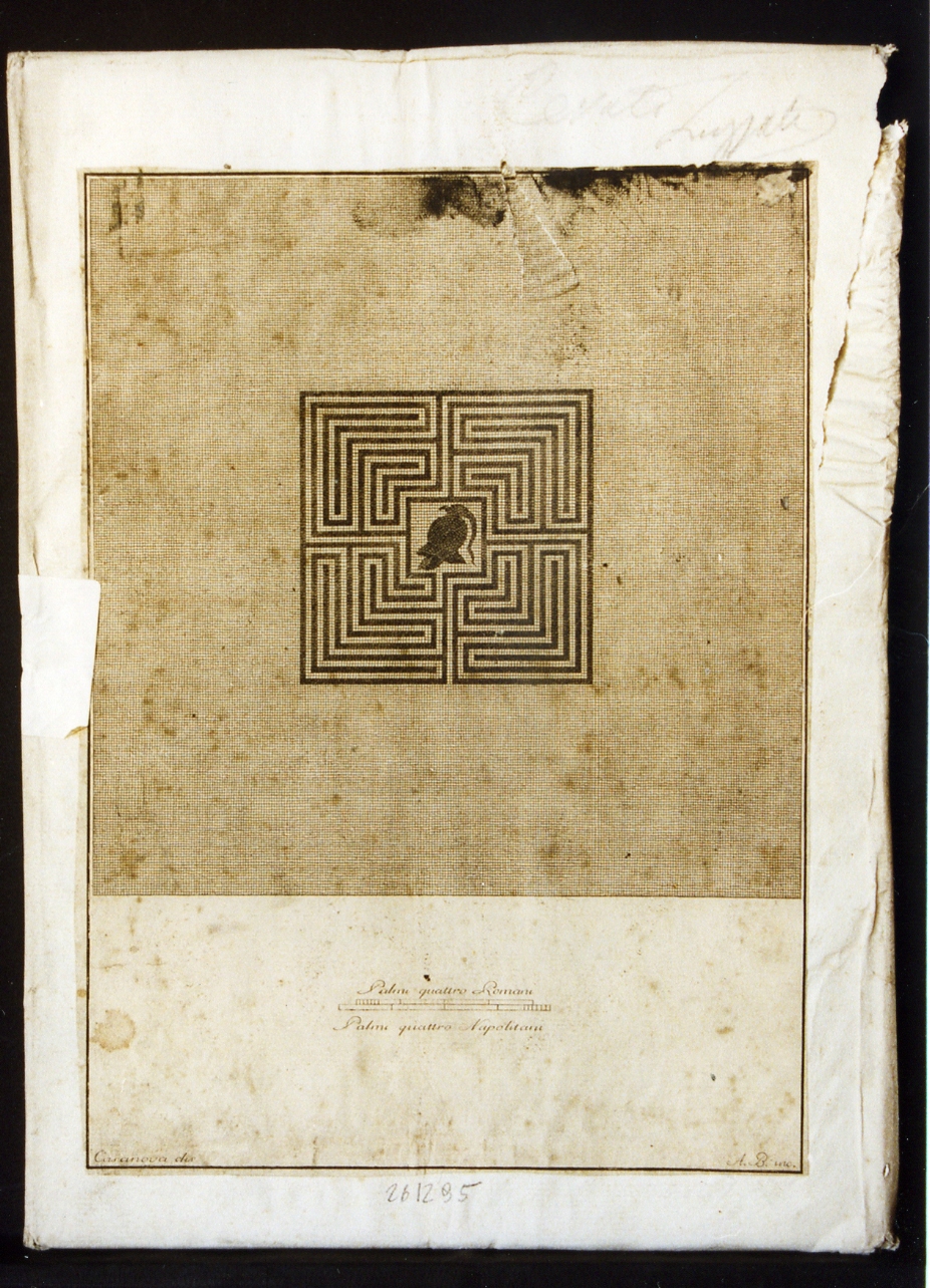 mosaico geometrico: emblema (stampa controfondata smarginata) di Casanova Giovanni Battista (sec. XIX)
