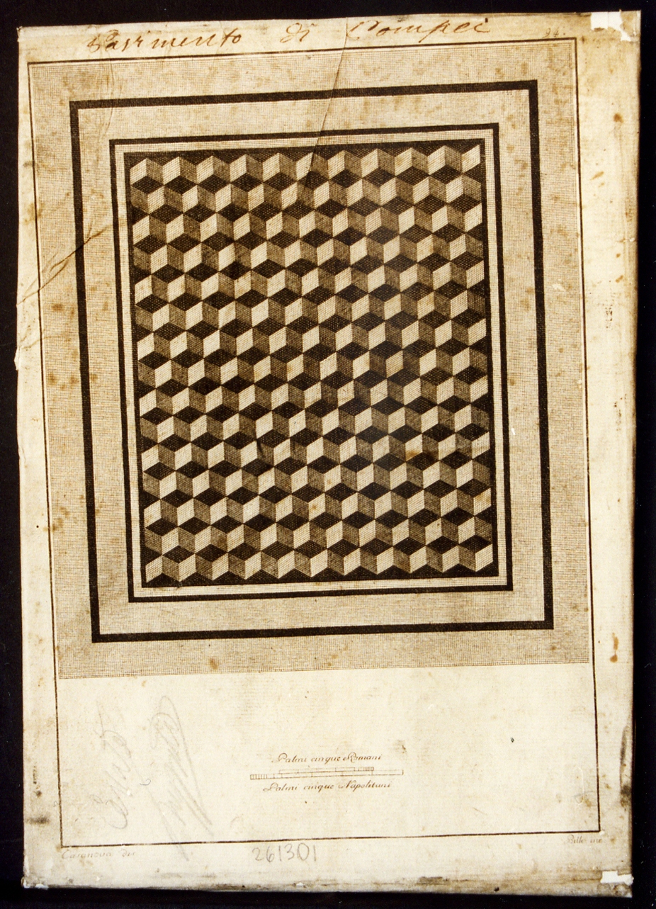 mosaico geometrico a tappeto (stampa controfondata) di Casanova Giovanni Battista, Billy Niccolò (sec. XVIII)