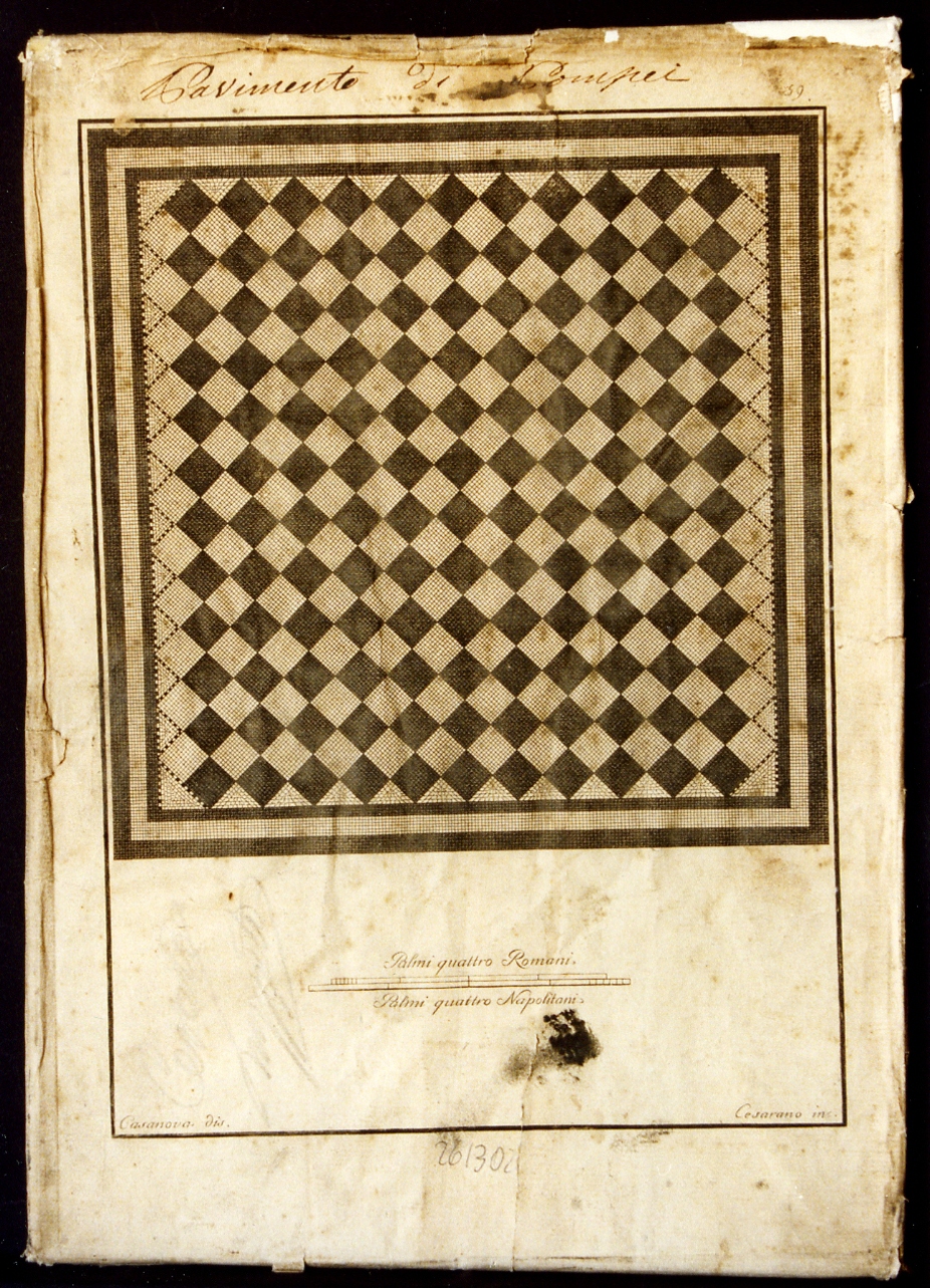 mosaico geometrico a tappeto (stampa) di Cesarano Niccolò, Casanova Giovanni Battista (sec. XIX)