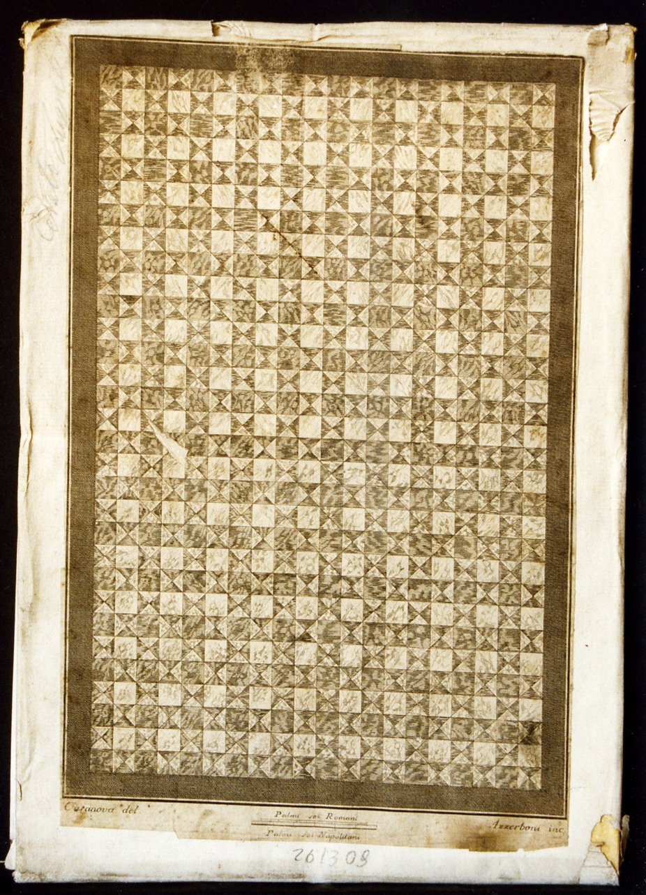 pavimento di marmo in opus sectile (stampa controfondata smarginata) di Casanova Giovanni Battista, Azzerboni Giuseppe (sec. XVIII)