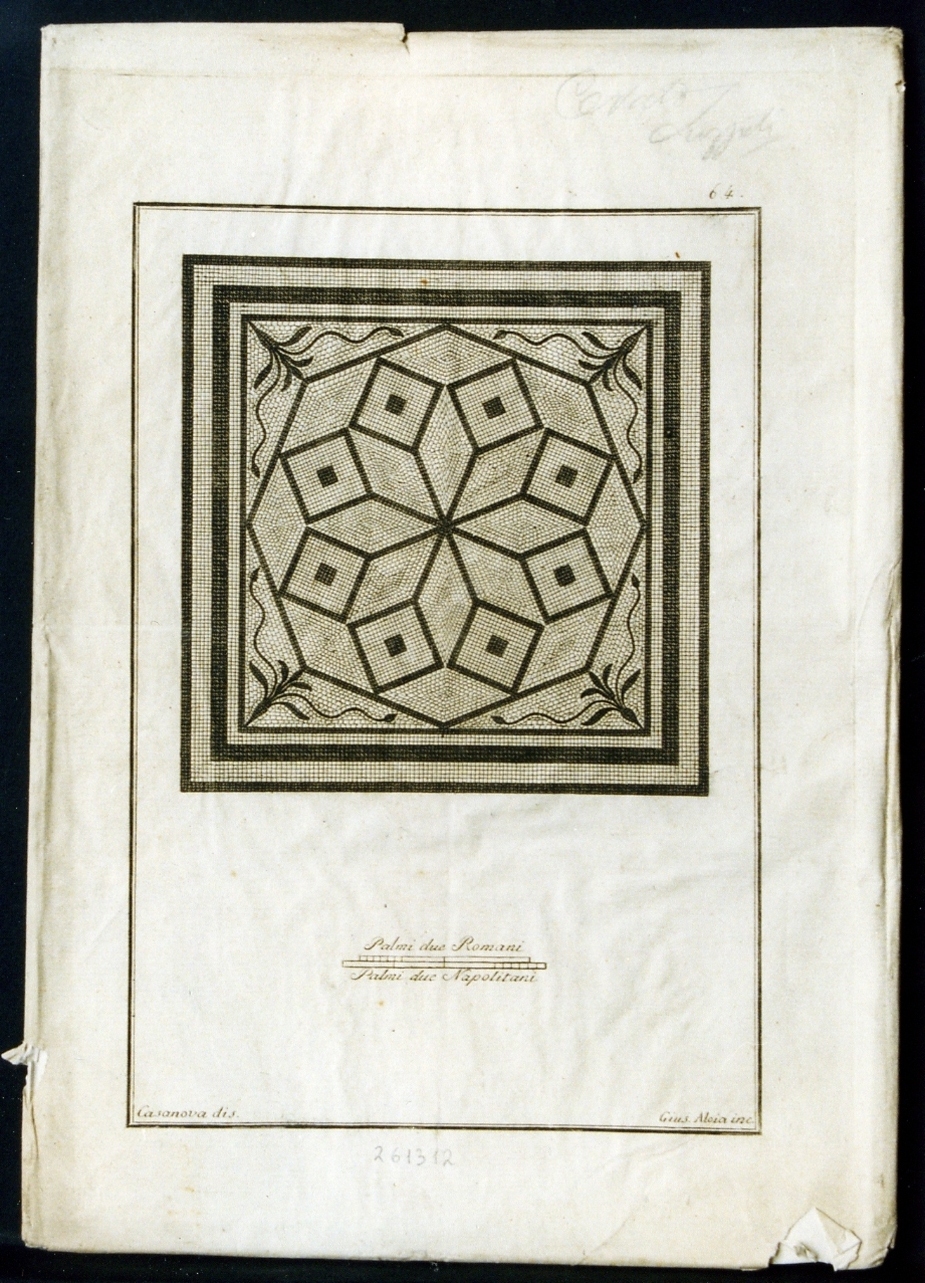 mosaico geometrico a tappeto (stampa) di Alloja Giuseppe, Casanova Giovanni Battista (sec. XIX)