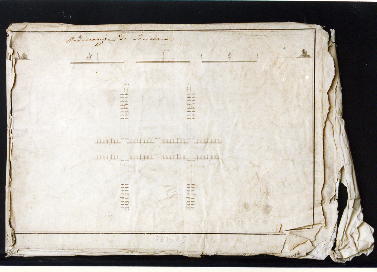 colonne di fanteria e schemi dei loro spostamenti (ordinanze di fanteria) (stampa smarginata) di Guerra Giuseppe (secc. XVIII/ XIX)