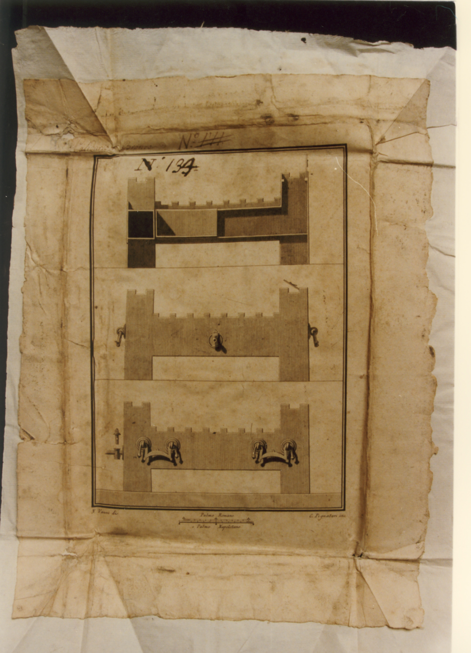 schema di allineamento di cavalleria (ordinanze di cavalleria) (stampa controfondata) di Morgese Domenico (secc. XVIII/ XIX)