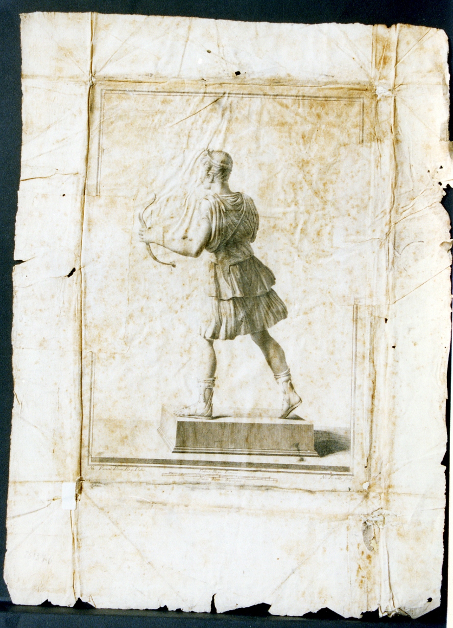 statua stante di Diana: veduta posteriore (stampa) di Fiorillo Nicola, Vanni Nicola (sec. XVIII)