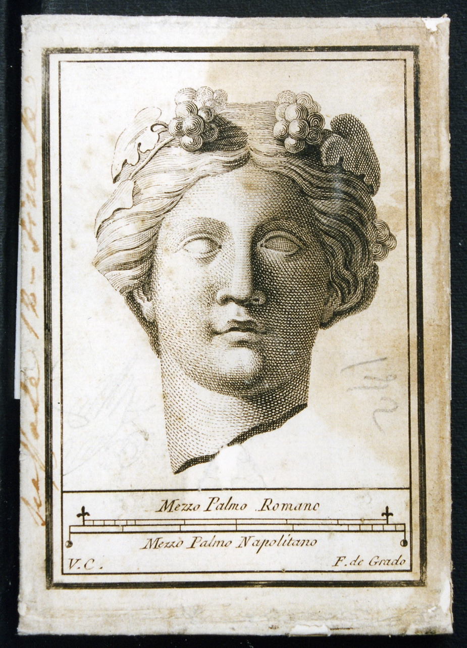 testina di menade (stampa controfondata) di De Grado Filippo, Campana Vincenzo (seconda metà sec. XVIII)