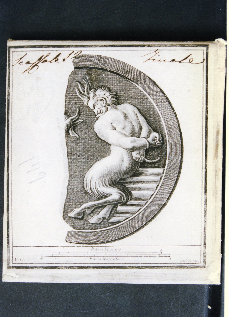frammento di oscillum con fauno legato (stampa controfondata) di Strina Ferdinando, Campana Vincenzo (sec. XVIII)
