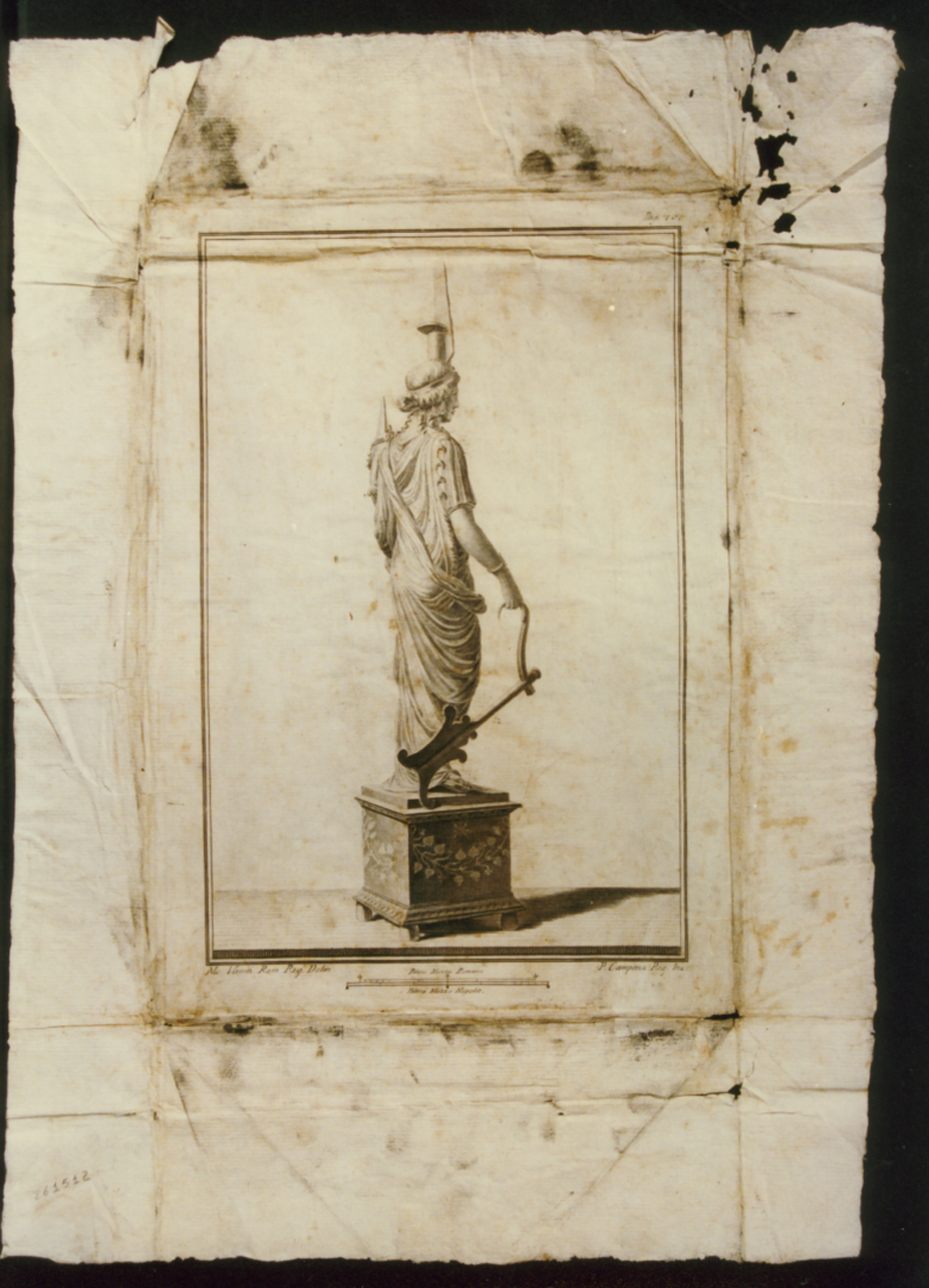 statuetta di Iside-Fortuna, veduta posteriore (stampa) di Vanni Nicola, Campana Pietro (sec. XVIII)