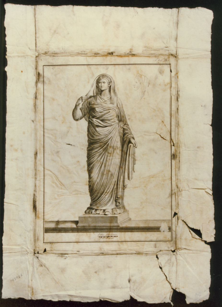 statua muliebre stante (stampa) di Morghen Giovanni Elia, Nolli Carlo (sec. XVIII)