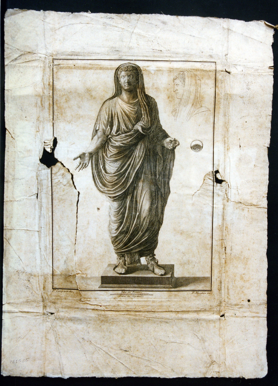 statua di Tiberio (stampa) di Campana Vincenzo, Morghen Filippo (sec. XVIII)