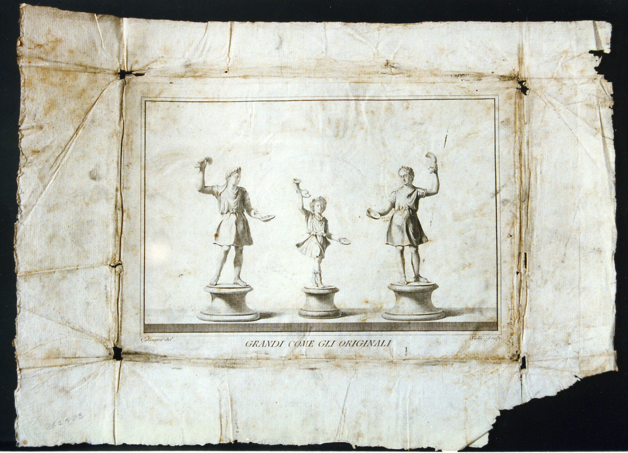 statuette di Lari (stampa) di Casanova Giovanni Battista, Nolli Carlo (sec. XVIII)