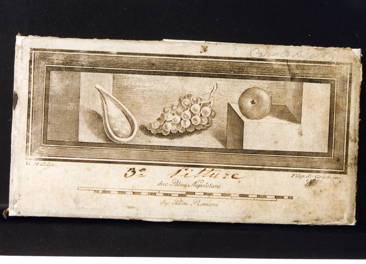 natura morta con frutta (stampa controfondata) di Morghen Giovanni Elia, De Grado Filippo (sec. XVIII)