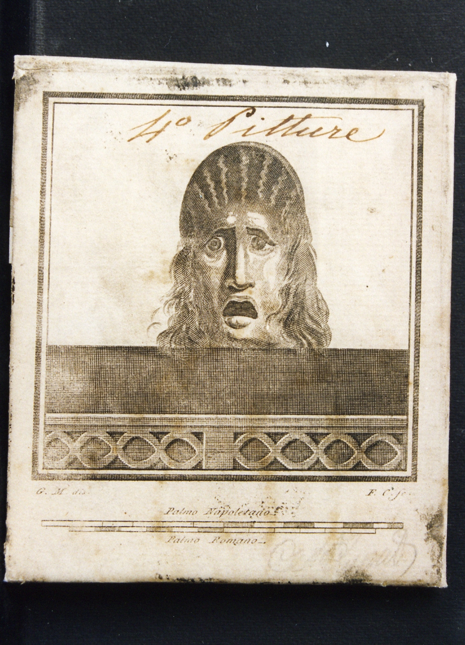 maschera tragica (stampa controfondata) di Morghen Giovanni Elia (sec. XVIII)