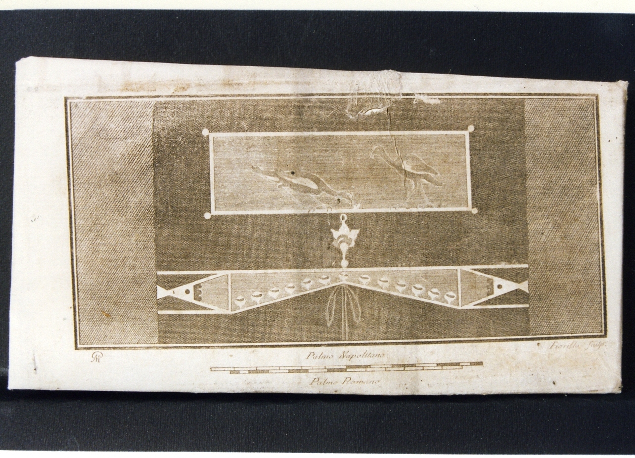 pannello con due ibis ed elemento decorativo (stampa controfondata) di Morghen Giovanni Elia, Fiorillo Nicola (sec. XVIII)