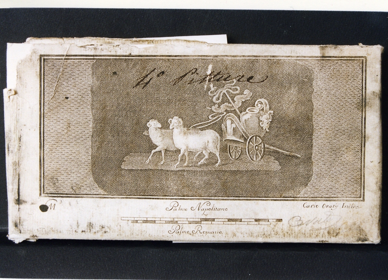 due arieti che tirano una biga (stampa controfondata) di Orazi Carlo, Morghen Giovanni Elia (sec. XVIII)